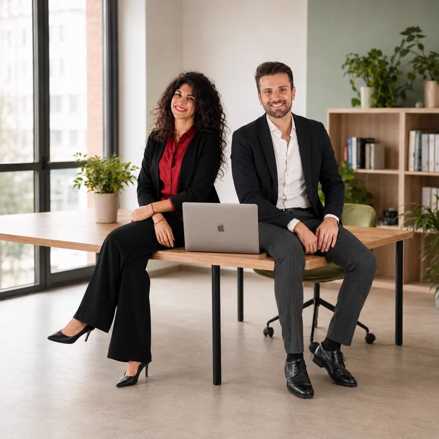 Andrea Finotti e Selene Barletta nel loro studio